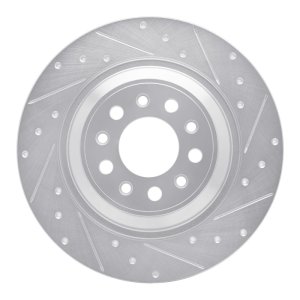 Jeep Cherokee Brake Rotor (1) - Rear Right - R1 Concepts - Drilled & Slotted - Silver - `14-`23